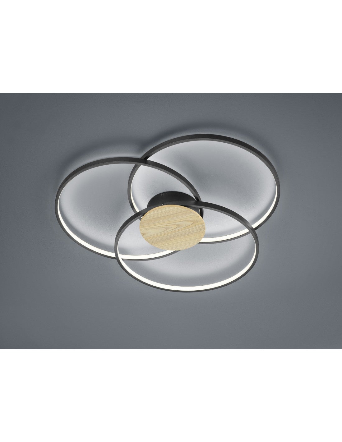 Plafón 3 círculos led sedona negro regulable ø80 cm trio lighting