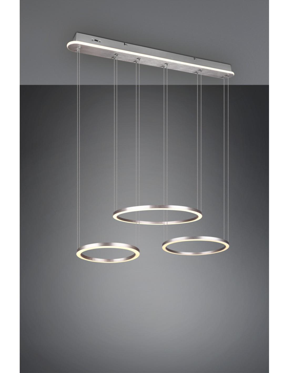 Suspension 3 Anneaux Led Gradateur Nickel Gradateur Morrison Trio