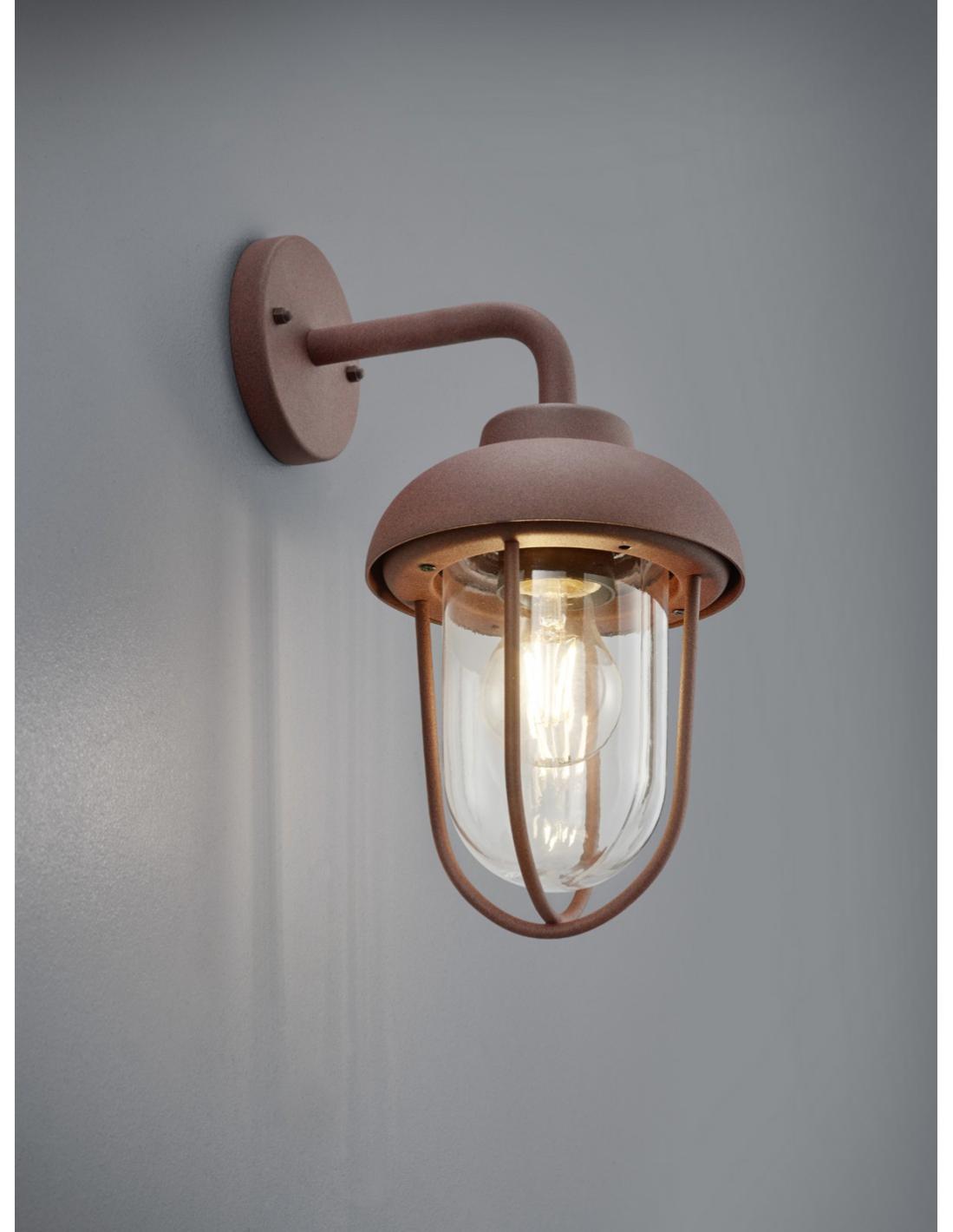 Aplique farol duero rust ip44 y pantalla trio lighting cristal