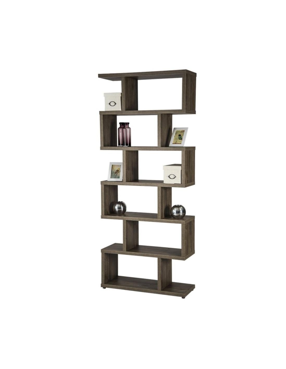 Kafka Libreria A Zig Zag D11 - 145x29x145 Cm - Melamina Rovere E Bianco - Design Moderno Per Soggiorno E Ufficio