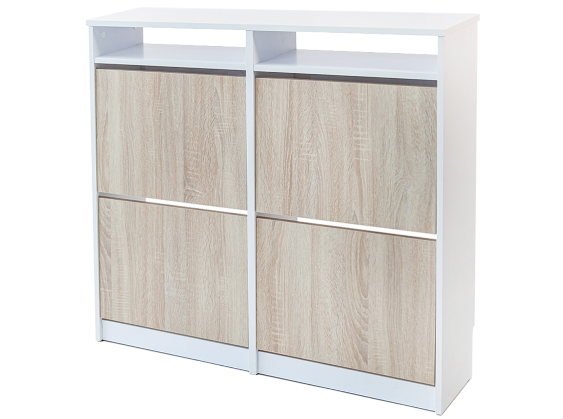 Mueble zapatero Tamesis 54AB color Blanco Roble Leroy Merlin