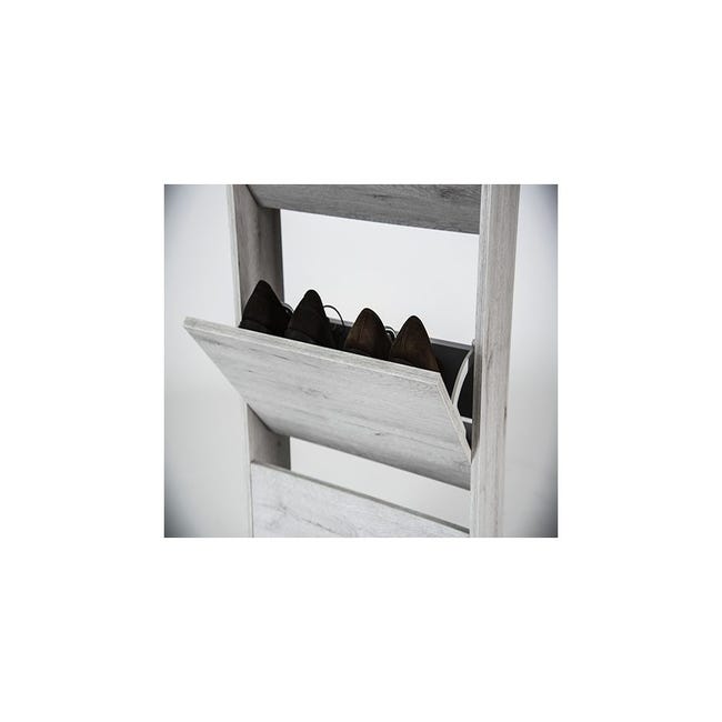 Mueble zapatero 4 puertas color roble/blanco, 106 x 22 x 115 cm DANA