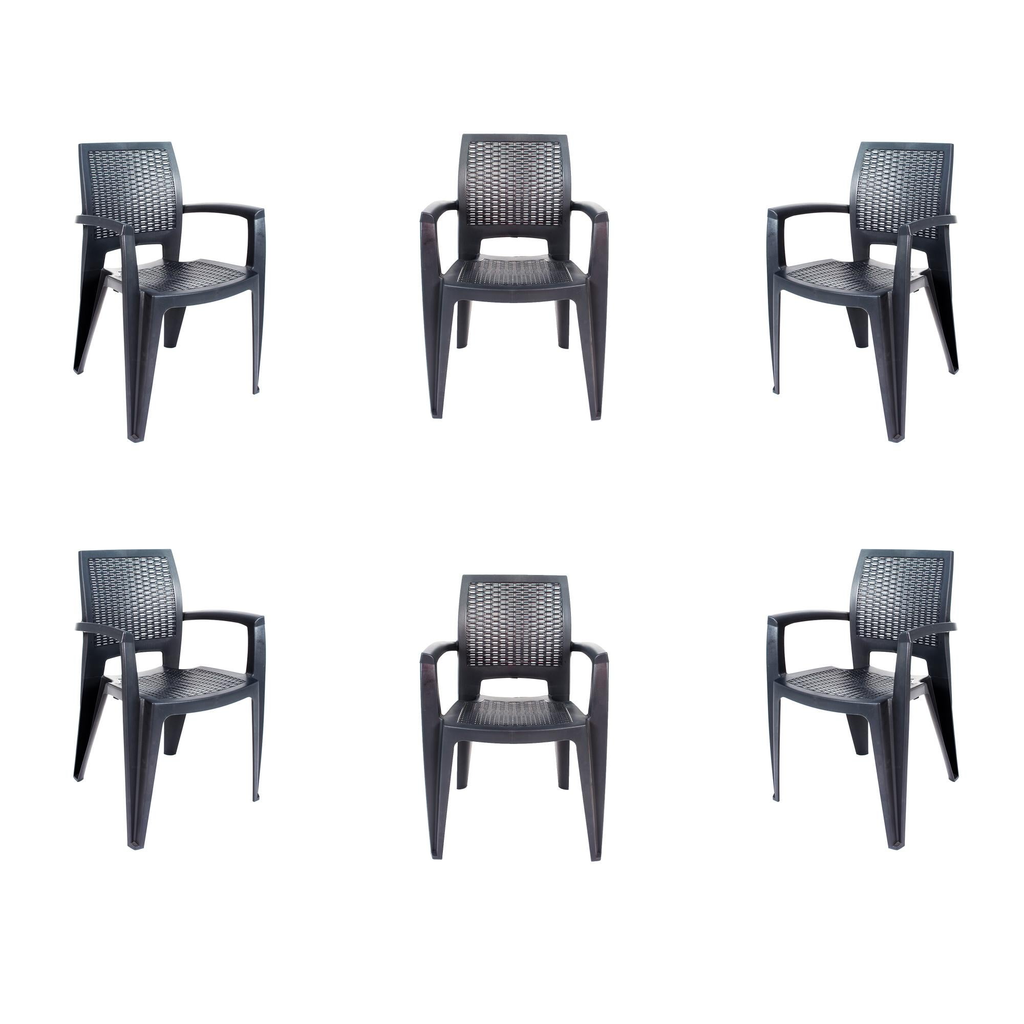 Lote 6 sillas Caribe para jardín, terraza. Antracita Leroy Merlin