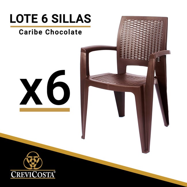 Reducción de precios yo lavo mi ropa Mm Lote 6 sillas Caribe para jardín, terraza. Chocolate | Leroy Merlin