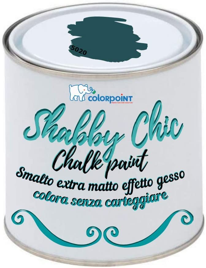 Vernice Shabby Chic CHALK PAINT 1 Litro - Blu Petrolio 5020 - Pittura Extra  Opaca - Colora senza Carteggiare