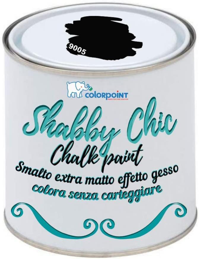 Vernice Shabby Chic CHALK PAINT 1 Litro - Nero 9005 - Pittura Extra Opaca -  Colora senza Carteggiare