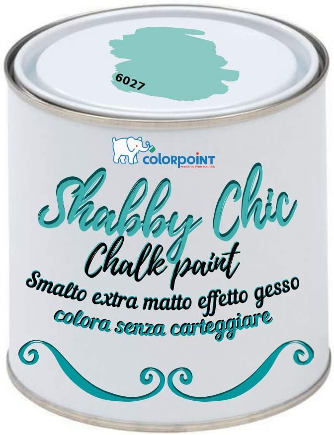 Vernice Shabby Chic CHALK PAINT 1 Litro - Verde Acquamarina 6027 - Pittura  Extra Opaca - Colora senza Carteggiare