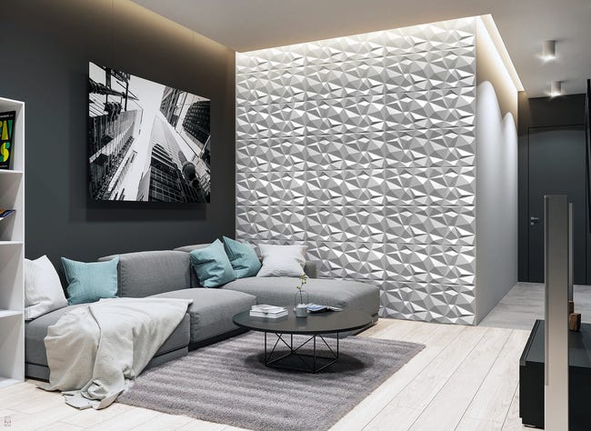 12 x panneaux muraux 3D en PVC, panneaux de plafond, panneaux, plastique  modèle diamant (4,32 m²)