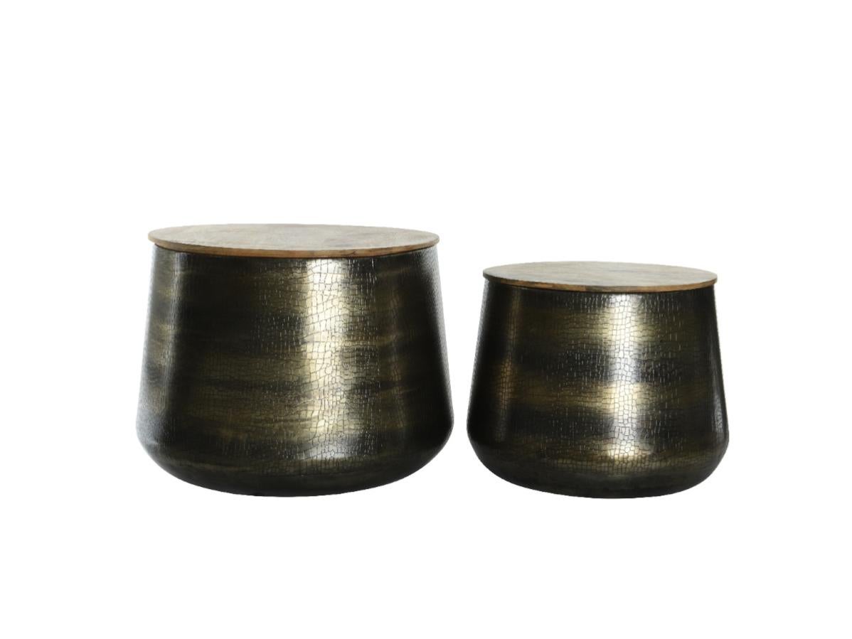 Lot de 2 tables déco zinc et bois de manguier Nos Envies Déco Leroy