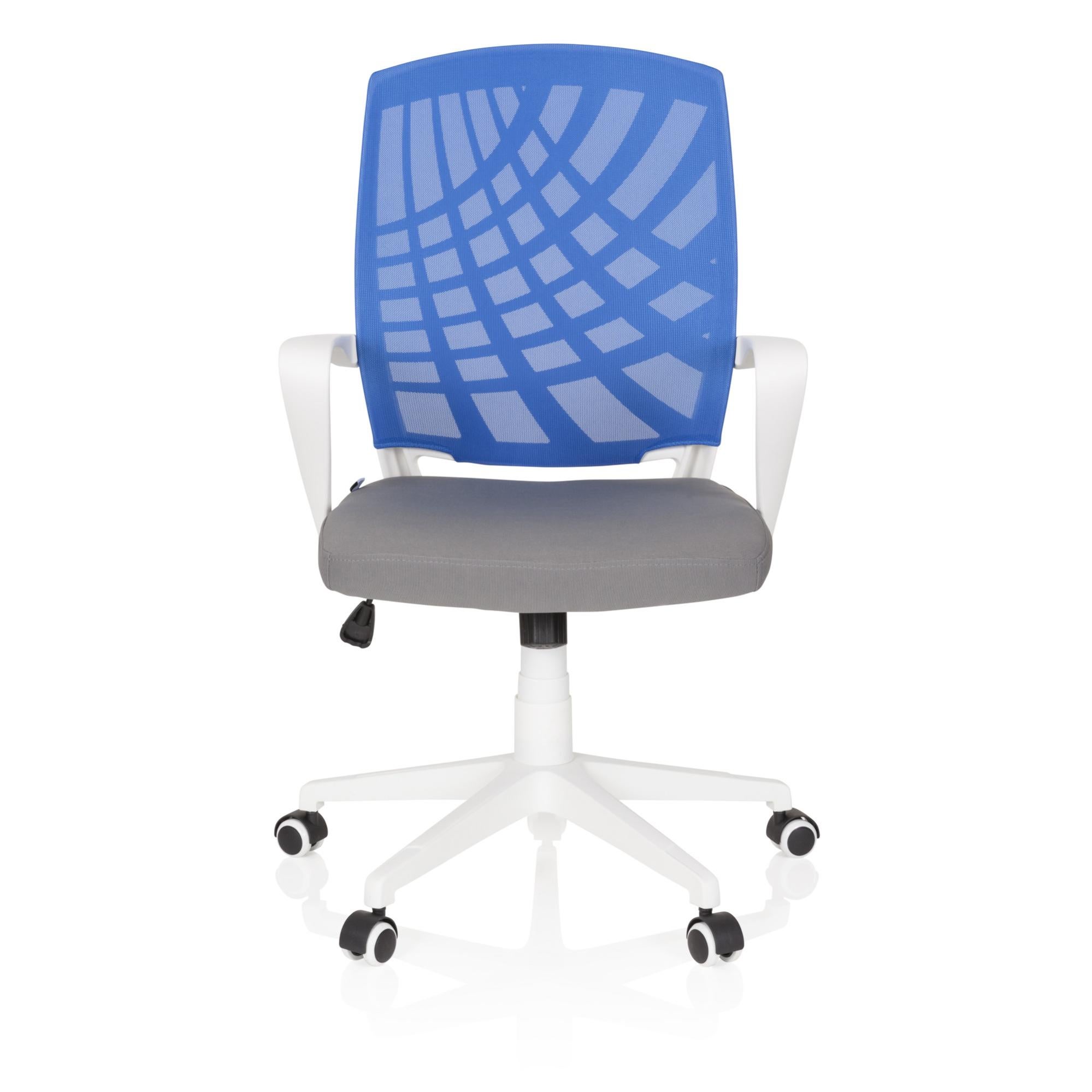 HJH Office Sedia Home Office SOLAO TED – Rivestita In Tessuto Bouclé Bianco, Design Retrò, Girevole Con Ruote - 3