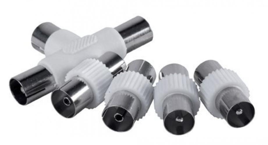 2 Pz/lotto TV Splter Connettore TV Maschio A Doppia TV Femmina Triplo Adattatore A T Connettore Coassiale A 3 Vie Per Antenna TV Satellare DVR - Foto 2