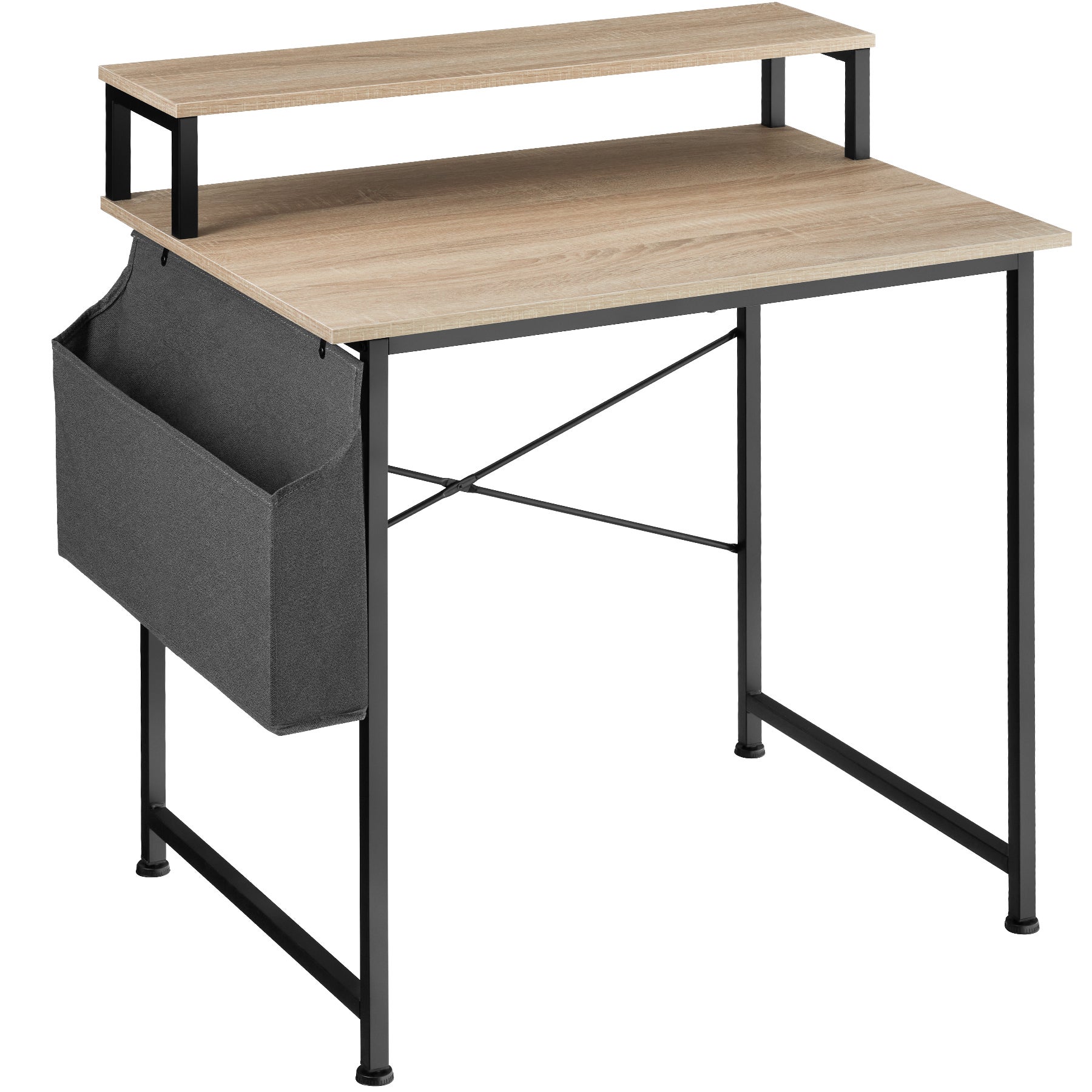 Tectake Scrivania con ripiano e sacca in tessuto - Legno industriale scuro,  rustico, 80 cm