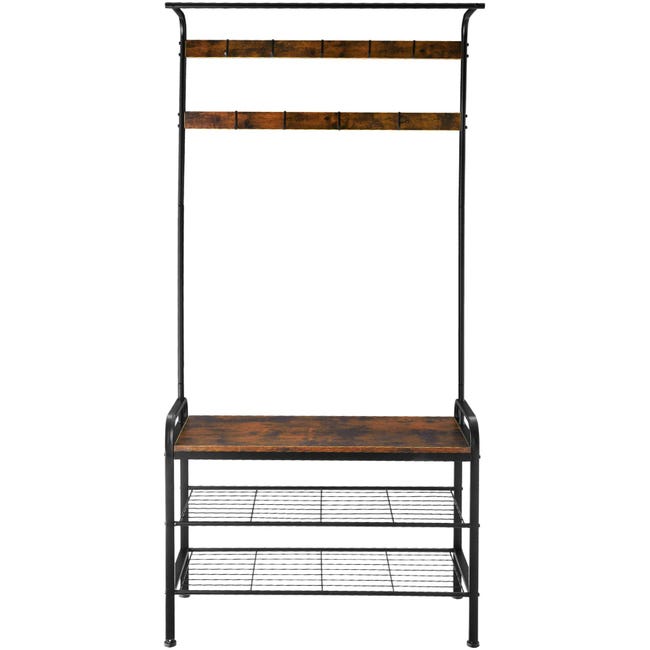 Tectake Perchero con banco zapatero 85 5x36x184cm Madera