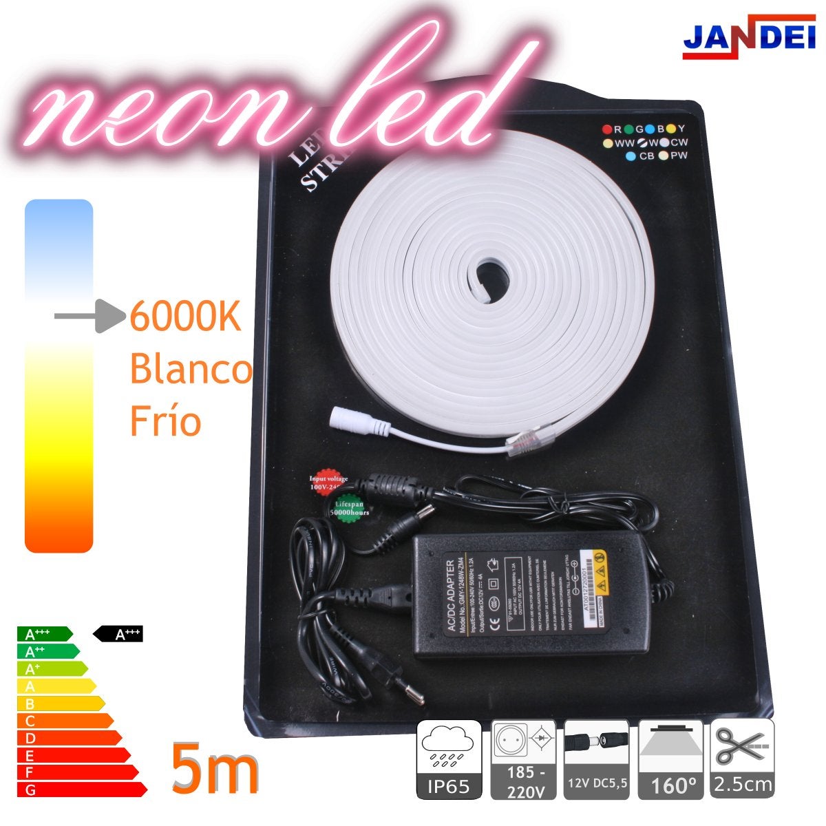 KIT SMART striscia LED tenuta stagna IP68 Linear COB flessibile Neon Flex  dimmerabile 24V centralina vocale WiFi Alexa luce giardino box doccia 6000K