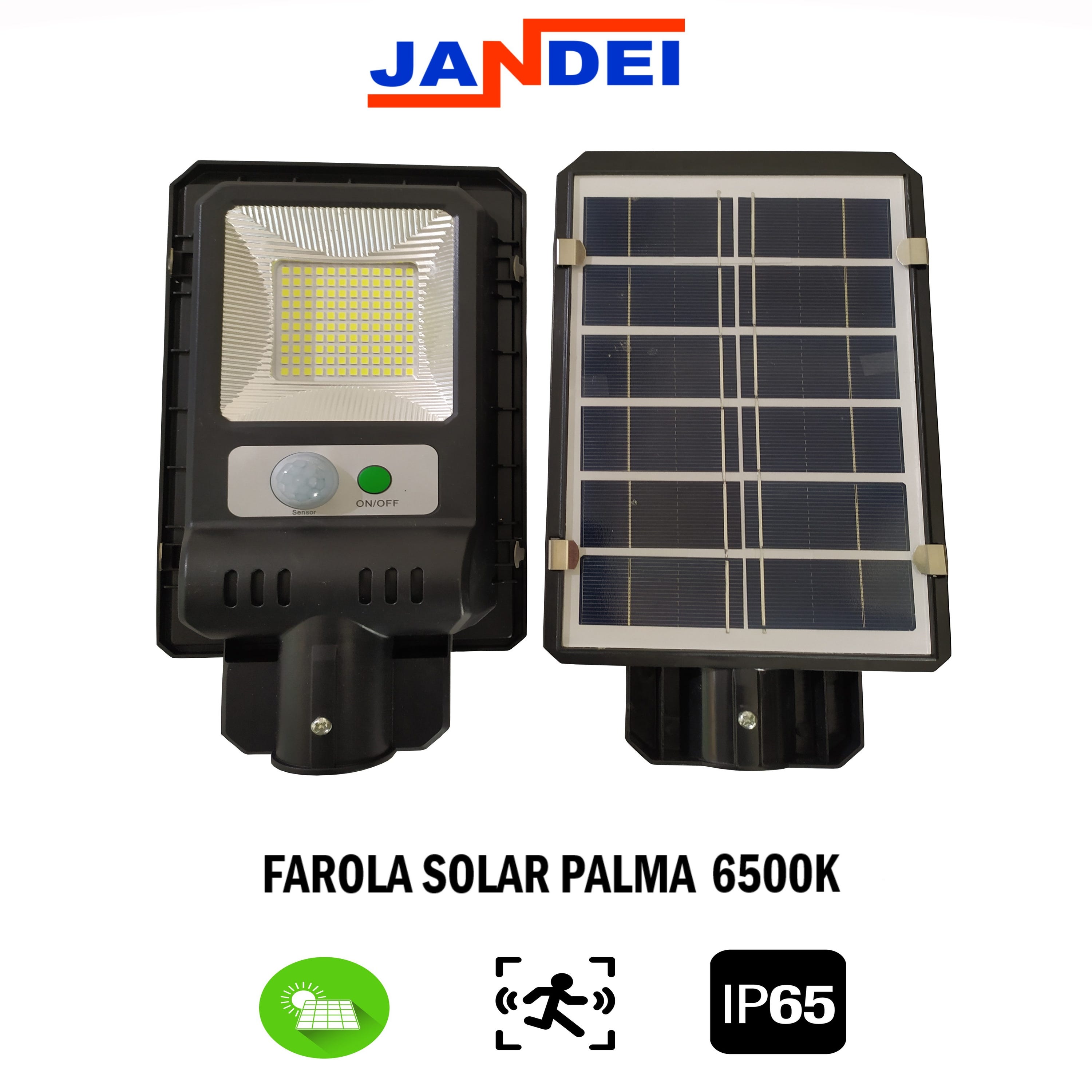 Farola solar 30W Led Exterior 6000K Ion-Litio y mando