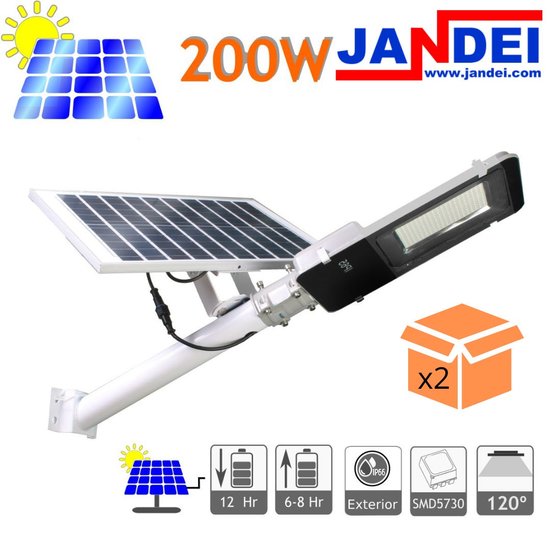 Lampadaire solaire - 200W à LED extérieure - Avec Télécommande