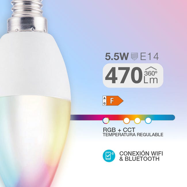 Garza Smarthome Bombilla Esférica LED WiFi 5.5W E27 Regulable