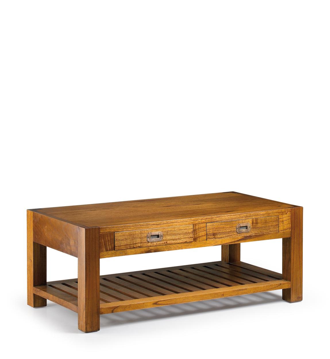 Mesa de centro de madera con 2 cajones 120 x 60 x 40