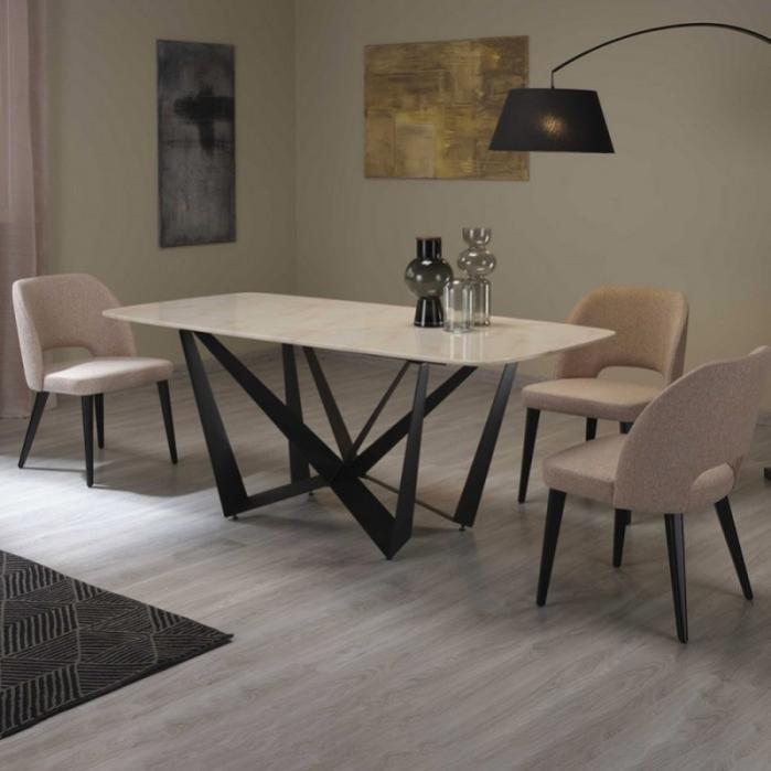 Tavolo da pranzo rotondo 80cm bianco gambe metallo nero moderno Marmor | Leroy Merlin