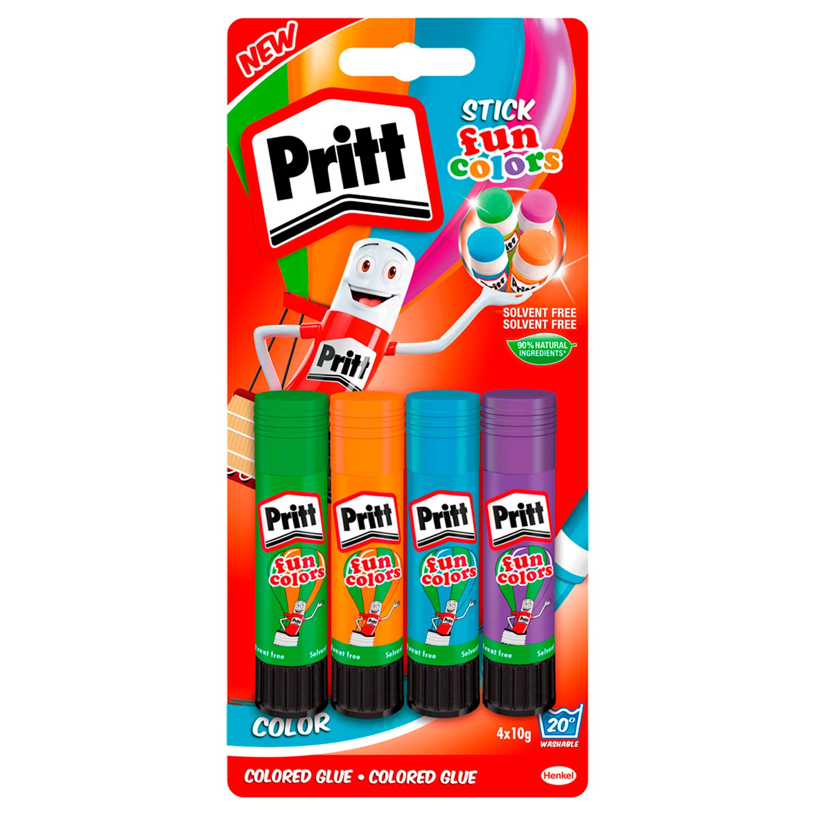 Pritt Stick Fun Colors Colla Colorata - 4 Stick da 10g