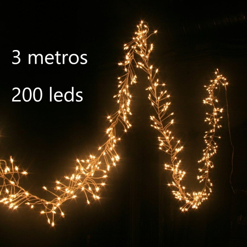 Cascade LED 2M 200 Micro LED blanc chaud cable cuivre
