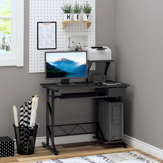 Mesa de ordenador Homcom negro 90x50x95 cm mobiliario oficina