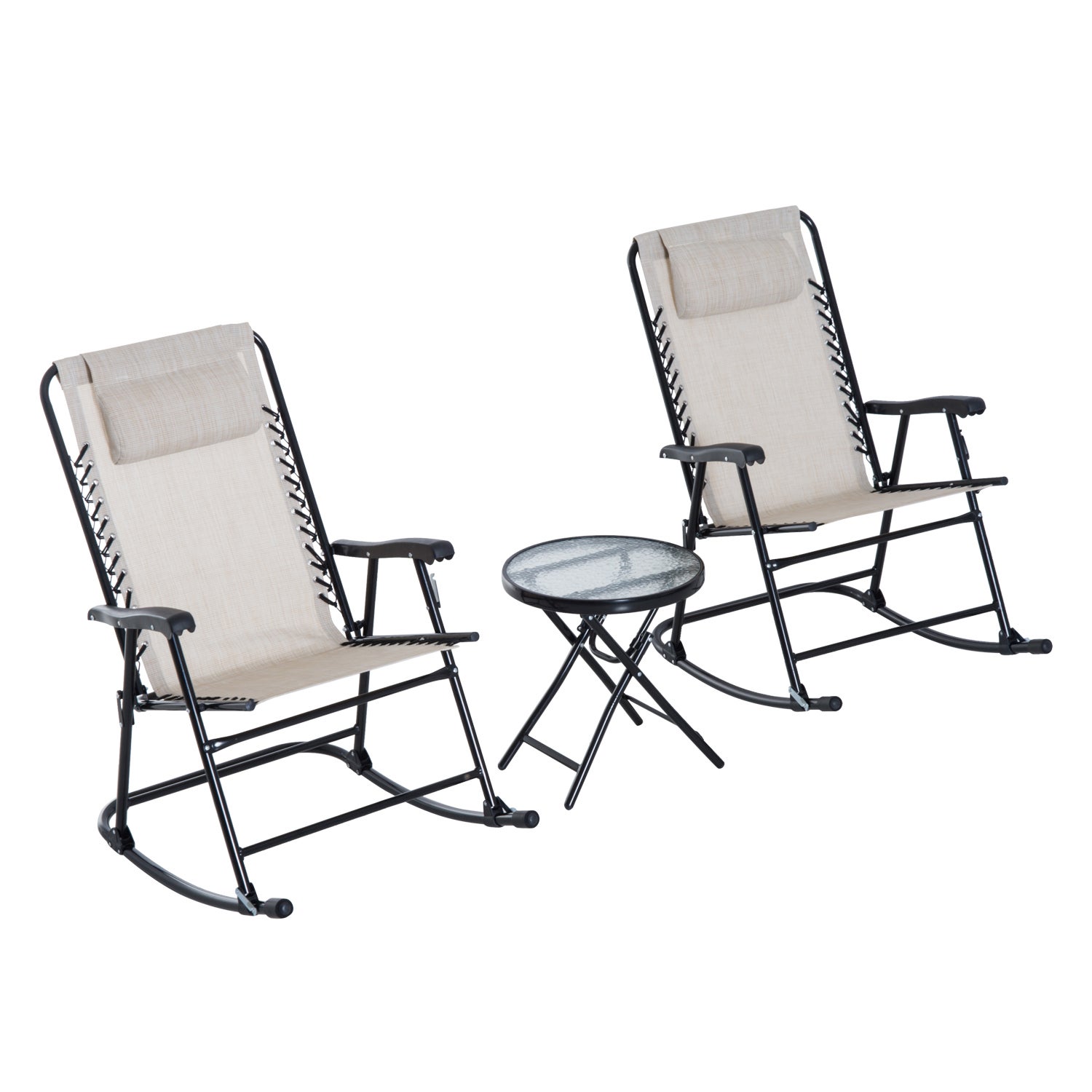 Set de muebles de jardín outsunny beige ø46x49cm acero pvc