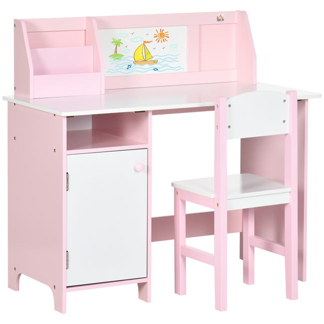 Resolver escaldadura esta Juego de mesa y silla infantil de madera HOMCOM 90x45x85 cm rosa | Leroy  Merlin
