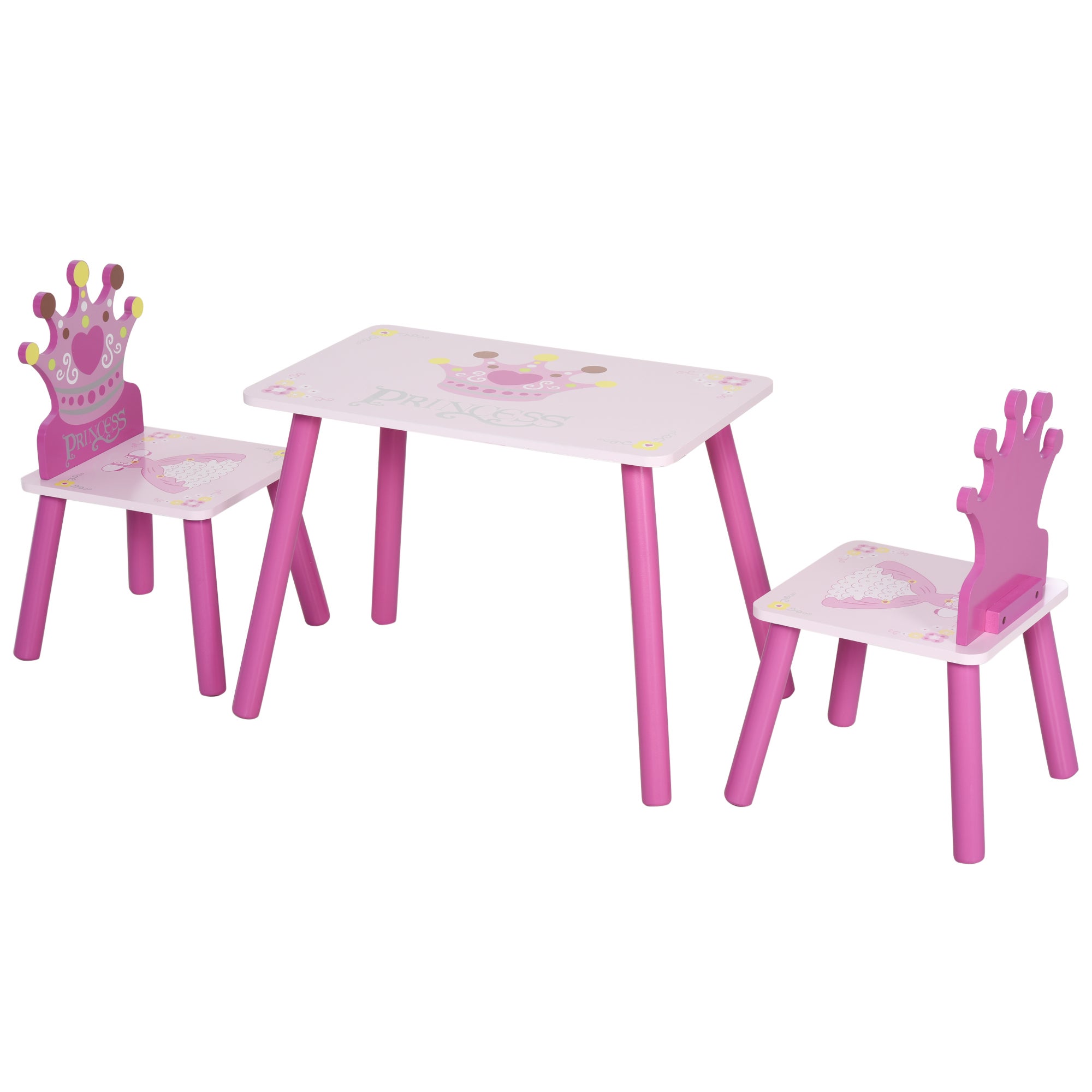 Juego de mesa y silla infantil de madera HOMCOM 90x45x85 cm  rosa_312-089V00PK
