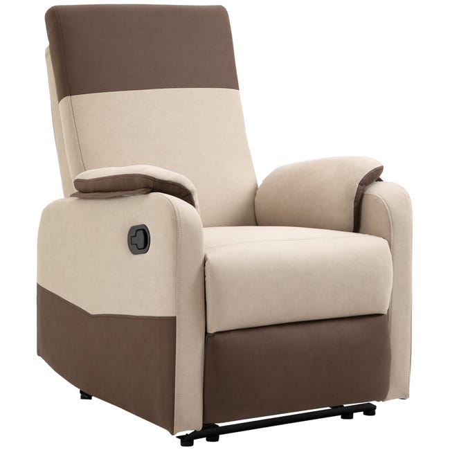 tienda césped Ofensa Sillón relax reclinable manual hasta 145° HOMCOM 75x89x105 cm marrón | Leroy  Merlin