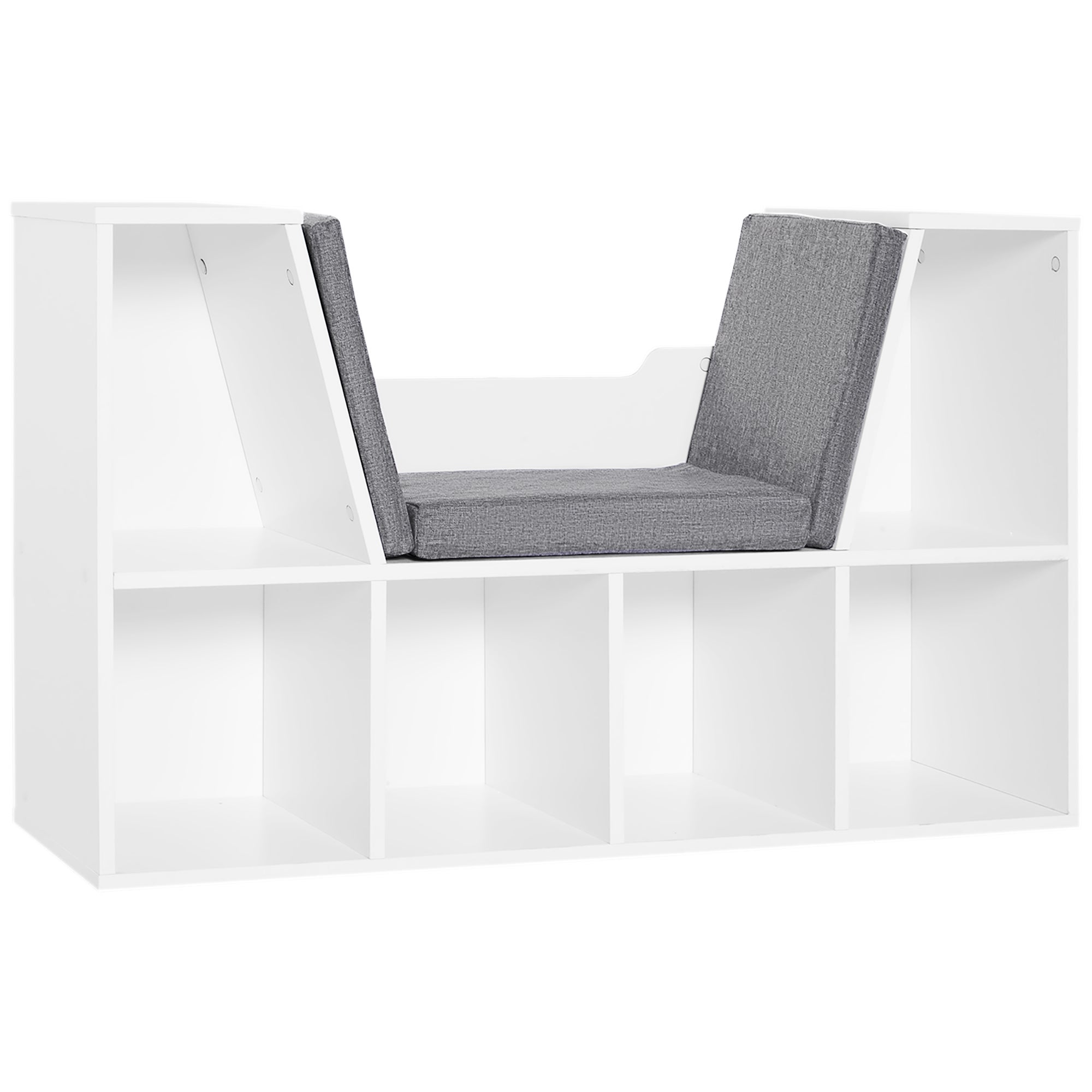 Librería mueble Homcom blanco 145x80x30 cm madera y metal