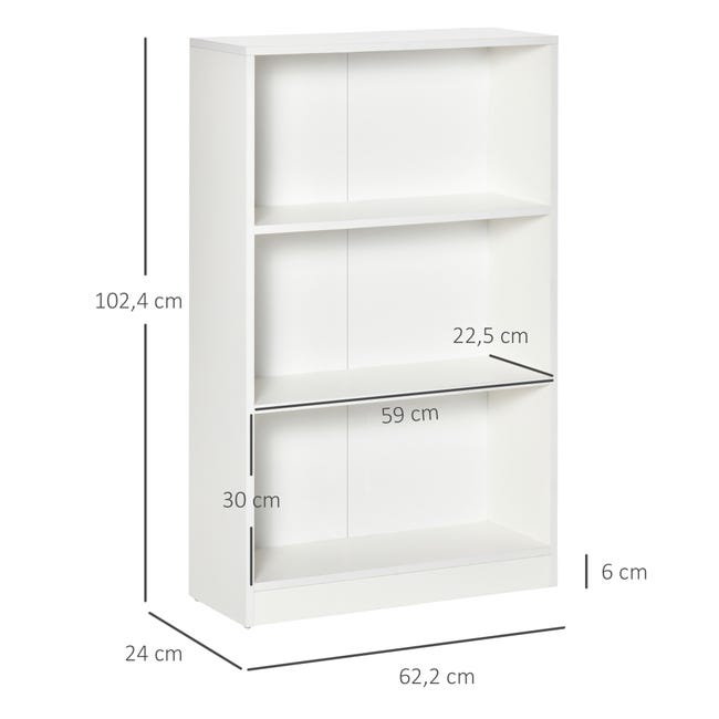 Estantería de escalera Homcom 3 estantes 1 armario blanco/natural 171x60x40  cm
