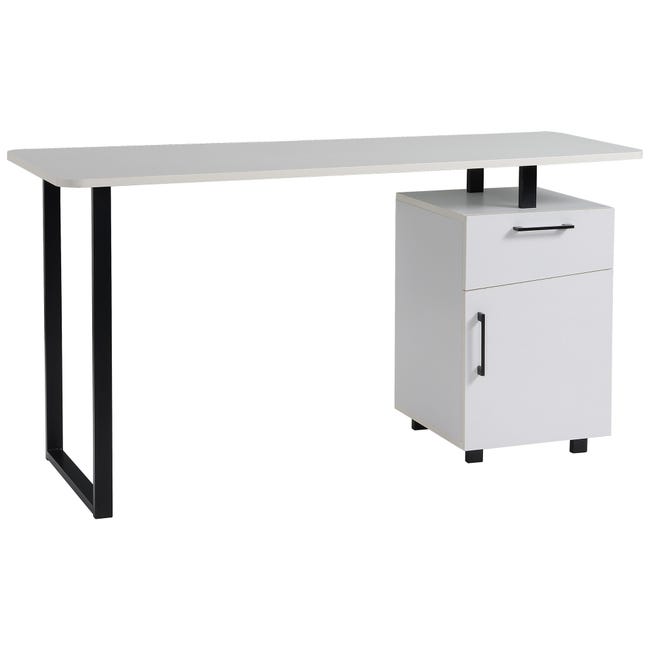 Mesa de escritorio blanco 150x60x76 tablero de partículas Leroy Merlin