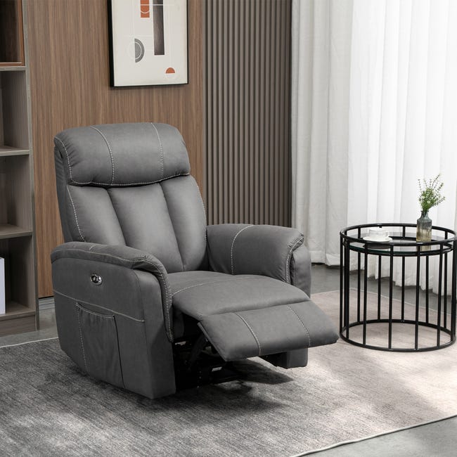 Sillón reclinable eléctrico relax de salón HOMCOM 95x90x105 cm gris