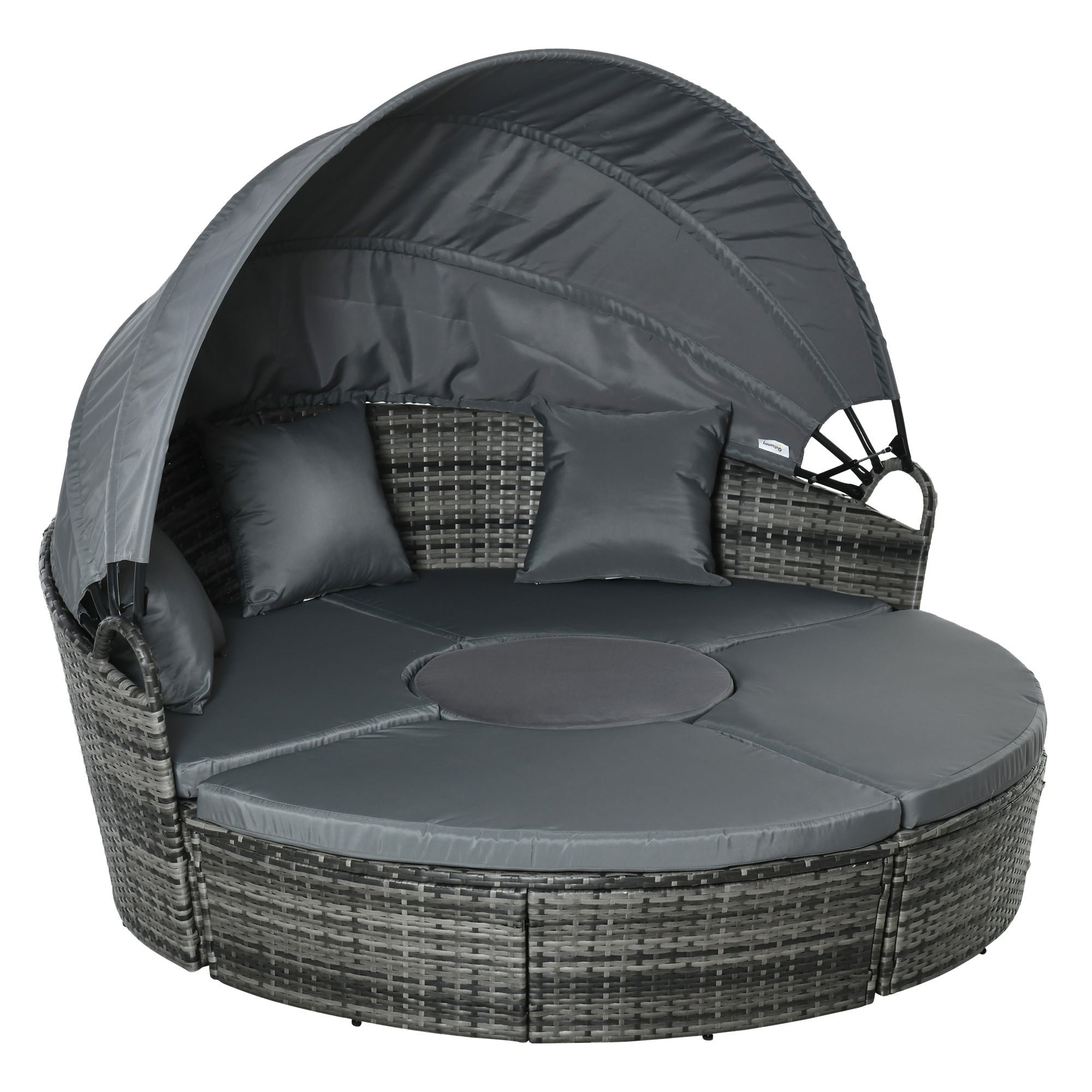 Isla de ratán para exterior outsunny 175x180x147 cm gris