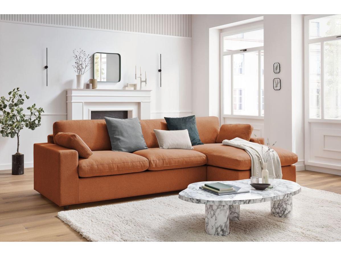 BOBOCHIC Canapé d&amp;#39;angle fixe réversible BELAIR Orange | Leroy Merlin