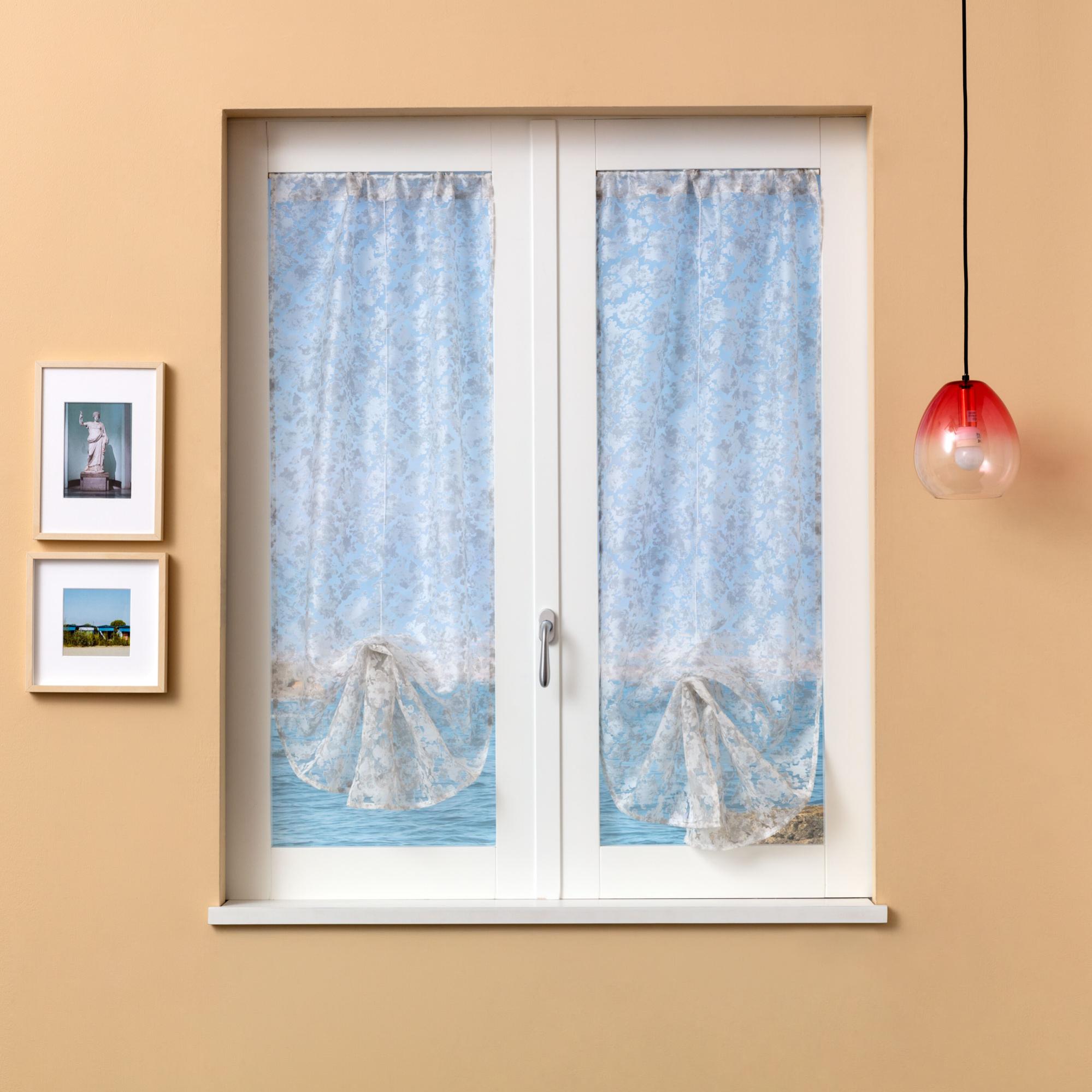 Tenda per Porta Blu-Cielo Marrone Tenda Porta Esterna Microfiber Tendine per Finestre Durevole Tenda per Porta Esterna Lavabile Tende Cucina Tenda Esterno Porta e 1 Palo Telescopico 90x180cm