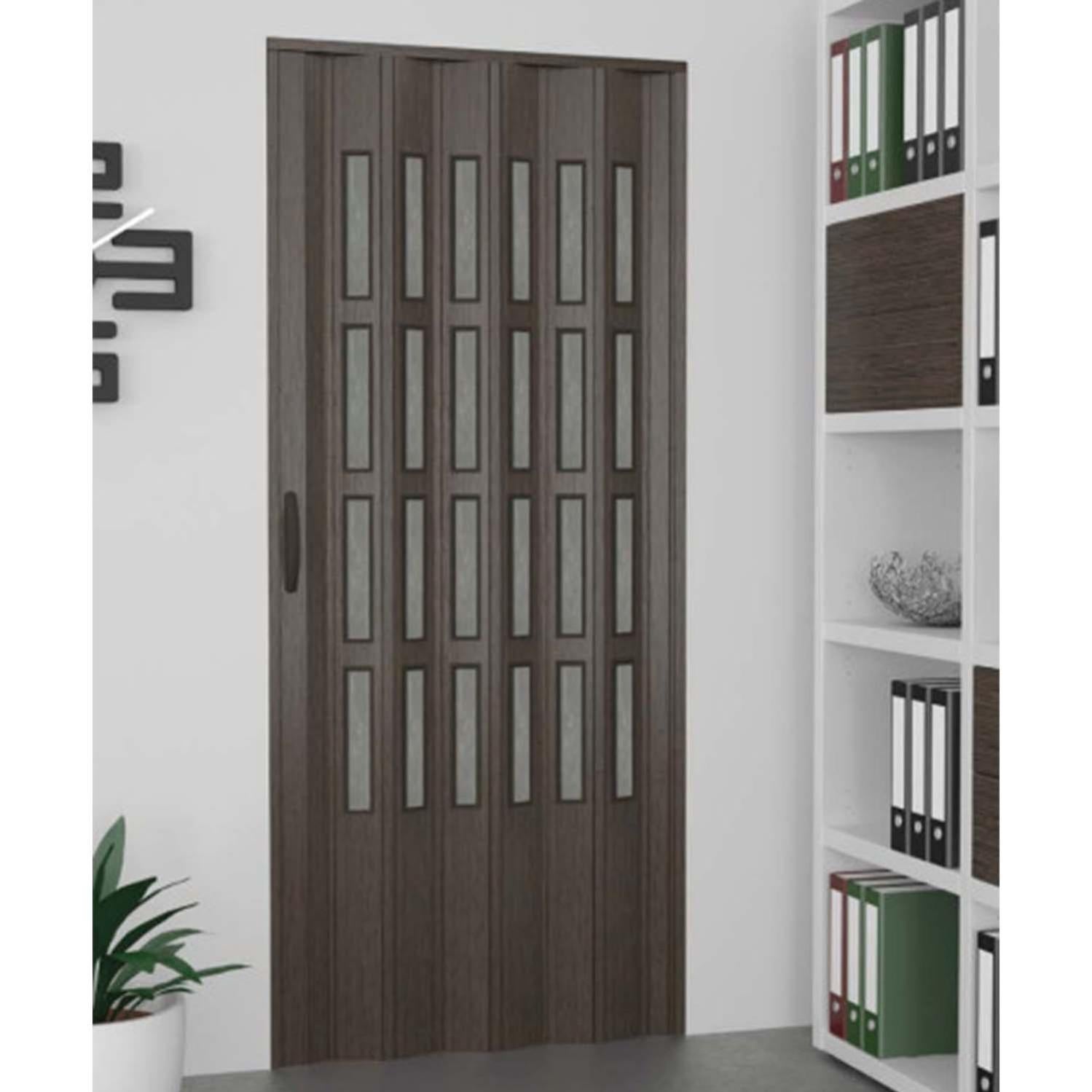 INNENRAUM FALTTÜR IN PVC FÜR HAUSE MIT KUNSTGLASEINSÄTZEN 82x210