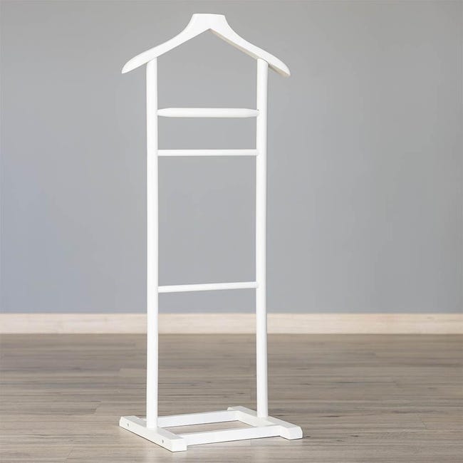 Perchero galan de noche blanco de madera de alamo y abedul de 48x36x107 cm Leroy Merlin