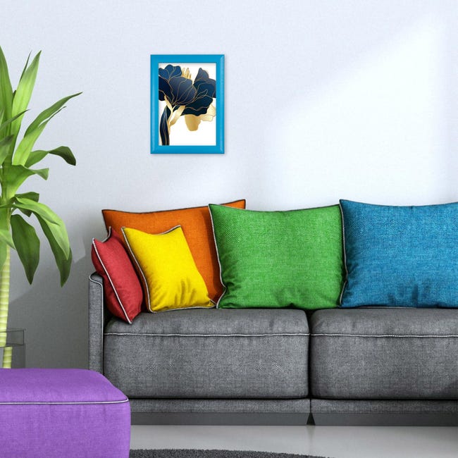 Cornice portafoto in legno da parete RAINBOW Blue, per foto, stampe  artistiche, poster da 50x70 cm