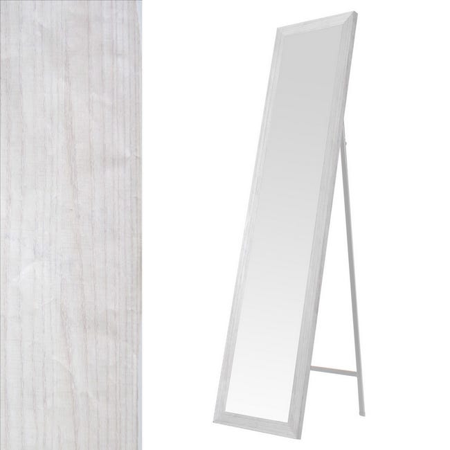 Espejo de pie blanco decapé de madera MDF de 37x157cm