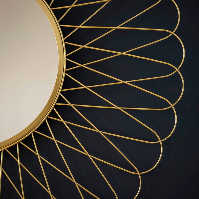 paracaídas Activar loto Espejo flor dorado de metal de Ø 56 cm | Leroy Merlin