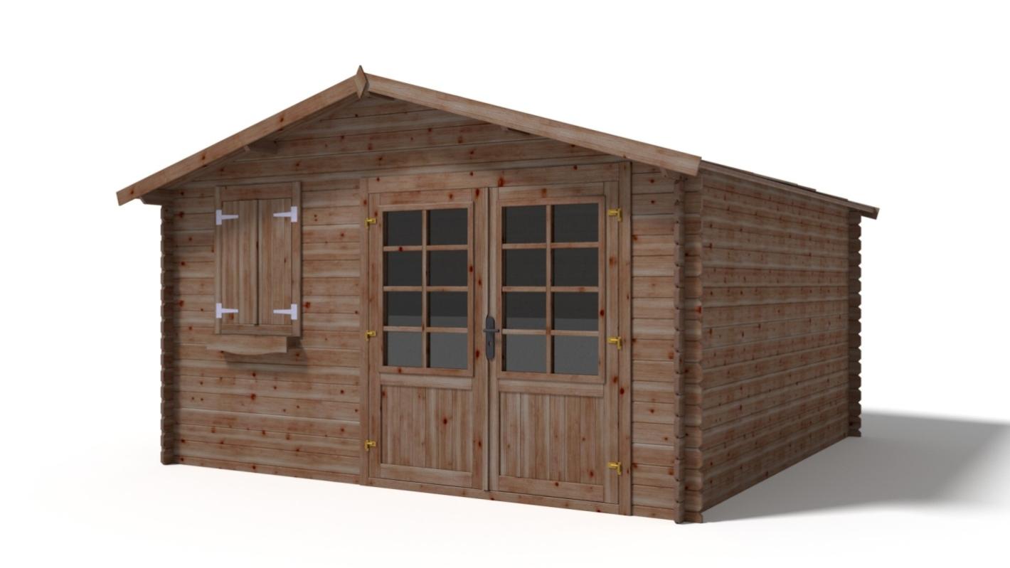 Abri de jardin en bois - 16m2 - 4x4m - Traité - Ep. 28mm - Couleur