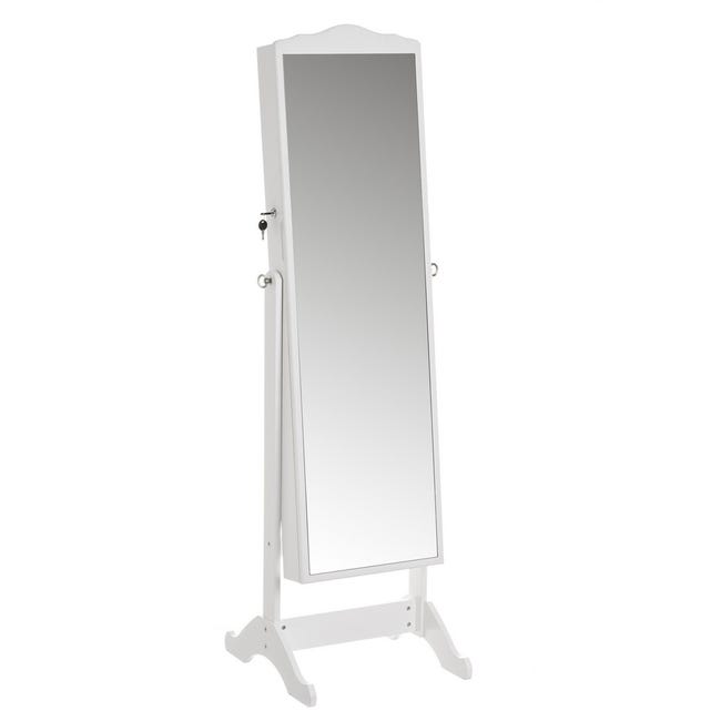 emoción carbón claridad Espejo vestidor blanco con joyero de madera y cristal de 47x46x150 cm | Leroy  Merlin