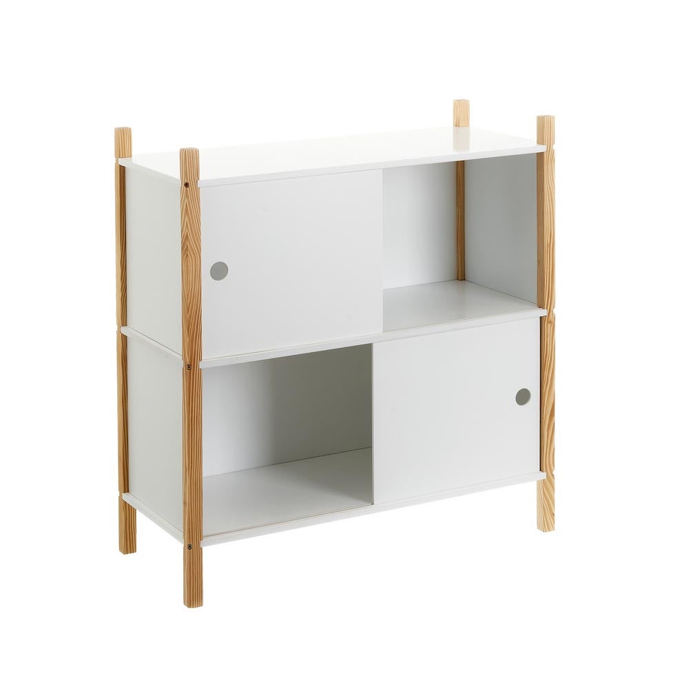 Estanterías infantil con puertas correderas madera blanco