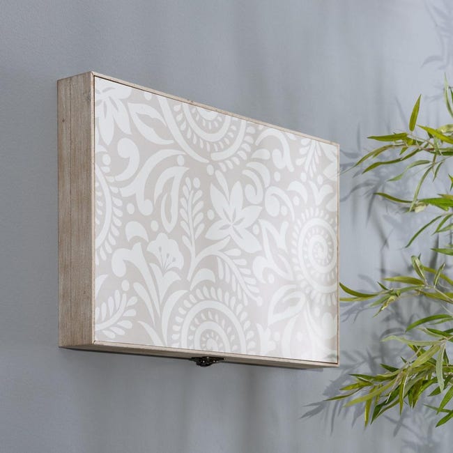 Tapa contador luz o cuadro eléctrico hojas de madera blancode