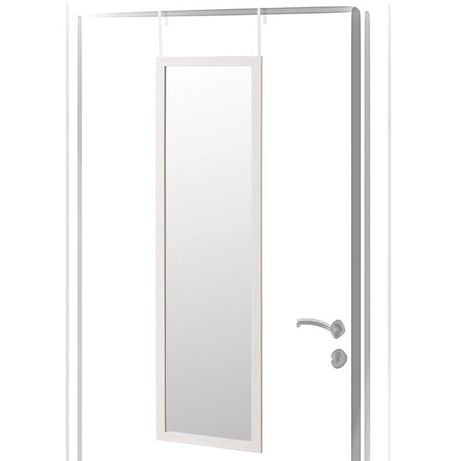 Espejo blanco de madera MDF para puerta de 35x125 cm