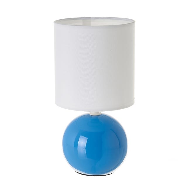 Eliminar subterraneo Selección conjunta Lámpara mesita de noche de bola de cerámica azul de Ø 13x24cm | Leroy Merlin