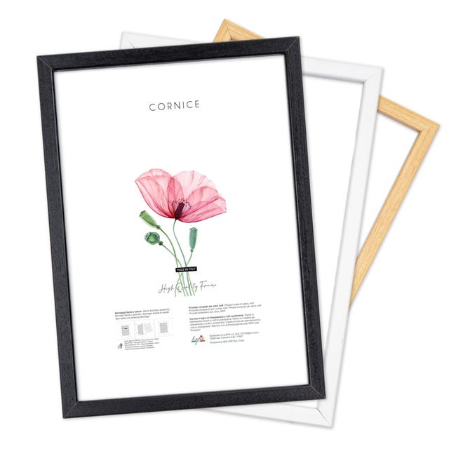 Cornice Portafoto Oxford In Legno Nero A4 - 21x30cm, Senza Vetro, Per Certificati - Foto 1