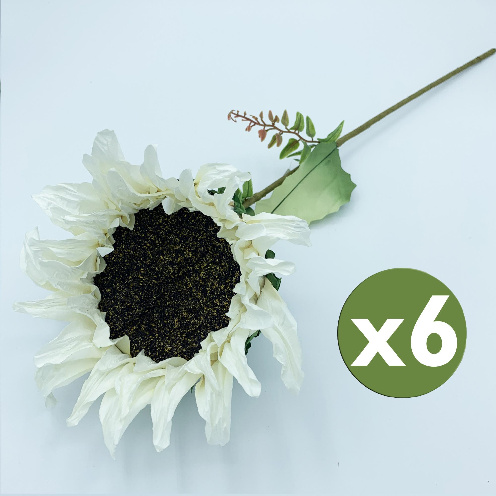 Pack de 6 ramos de girasol en color blanco 56 x 20 cm leroy merlin